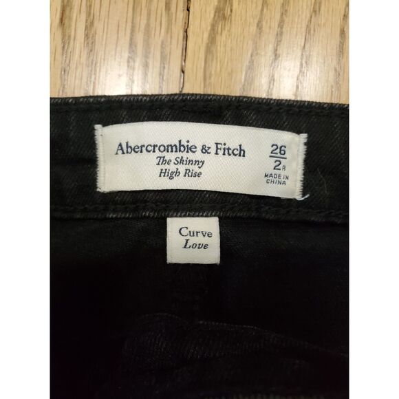 Abercrombie & Fitch Womens 26/2R The Skinny High Rise Curve Love Black Jeans New - Picture 3 of 14